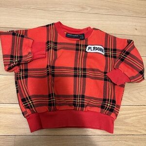 Mini Rodini Red Plaid Sweatshirt Hoodie